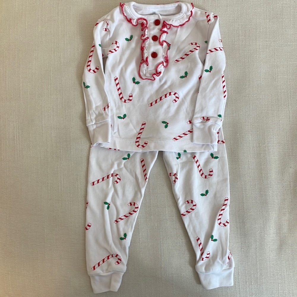 Little English candy cane pajamas.